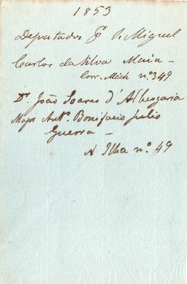 1853 Deputados por São Miguel