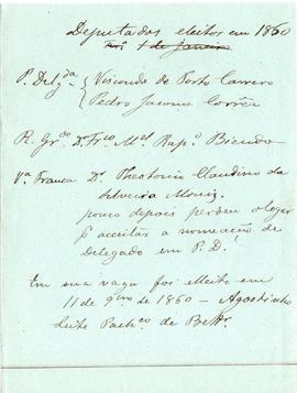 1860 Deputados eleitos, Ponta Delgada, Ribeira Grande, Vila Franca