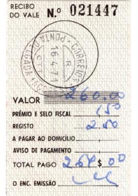"Recibo do Vale nº 021447"