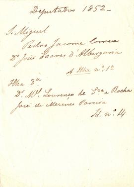1852 Deputados São Miguel e Ilha Terceira
