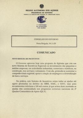 Comunicado do Conselho do Governo de 9 de novembro de 1994