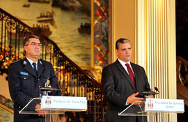 O presidente do Governo Regional e o Comandante Regional da PSP dos Açores, em declarações aos ór...