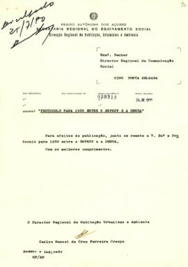 Protocolo para 1980 entre o Serviço Nacional de Parques, Reservas e Património Paisagístico (SNPR...