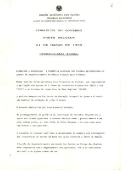 Comunicado do Conselho do Governo de 1 de março de 1989