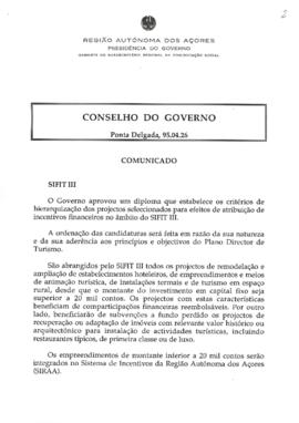 Comunicado do Conselho do Governo de 26 de abril de 1995