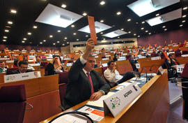 Votação dos trabalhos na Assembleia Geral da Assembleia das Regiões da Europa, em Paris