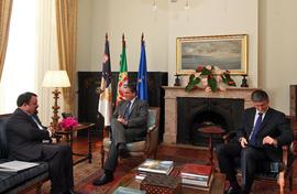 O líder do Partido Popular Monárquico dos Açores, Paulo Estêvão, em reunião com o Presidente do G...