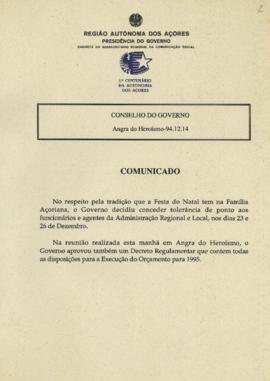 Comunicado do Conselho do Governo de 14 de dezembro de 1994