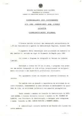 Comunicado do Conselho do Governo de 25 de janeiro de 1989