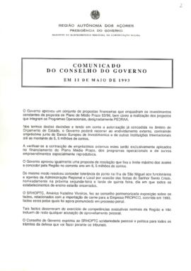 Comunicado do Conselho do Governo de 11 de maio de 1993