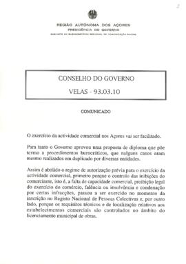 Comunicado do Conselho do Governo de 10 de março de 1993