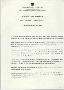 Comunicado do Conselho do Governo de 1 de setembro de 1989