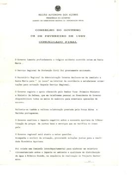 Comunicado do Conselho do Governo de 8 de fevereiro de 1989