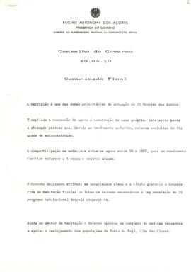 Comunicado do Conselho do Governo de 19 de abril de 1989