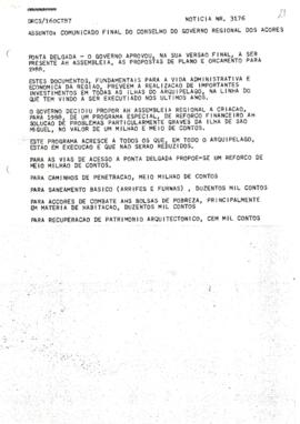 Comunicado do Conselho do Governo de 15 de outubro de 1987