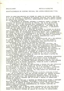 Comunicado do Conselho do Governo de 15 e 16 de janeiro de 1987