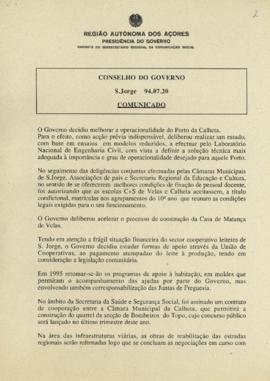 Comunicado do Conselho do Governo de 20 de julho de 1994