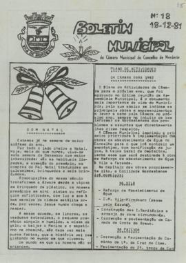 Boletim Municipal da Câmara Municipal do Concelho de Nordeste - N.º 18 - 18 de dezembro de 1981