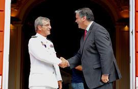 O Comandante Operacional dos Açores, Vice-Almirante Augusto Mourão Ezequiel, despede-se do presid...
