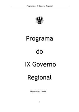 Programa do IX Governo Regional dos Açores