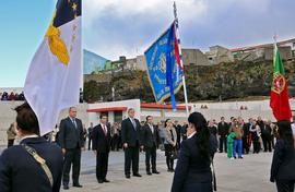 Cerimónia de inauguração da obra de ampliação do Porto de Pescas de Rabo de Peixe, com atuação da...