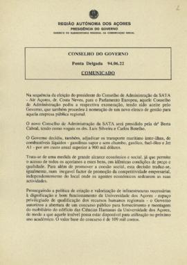 Comunicado do Conselho do Governo de 22 de junho de 1994