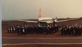 Chegada do voo inaugural do aeródromo da Ilha de S. Jorge