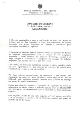 Comunicado do Conselho do Governo de 31 de outubro de 1990