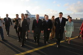 O presidente da República, Jorge Sampaio, à chegada ao aeroporto de Santa Maria