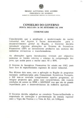 Comunicado do Conselho do Governo de 26 de setembro de 1990