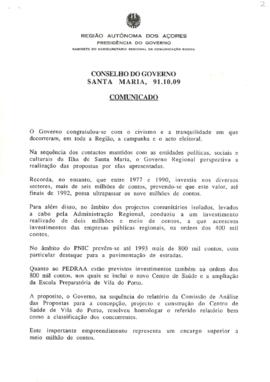 Comunicado do Conselho do Governo de 9 de outubro de 1991