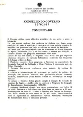 Comunicado do Conselho do Governo de 7 de fevereiro de 1990