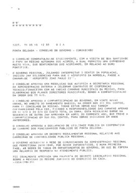 Comunicado do Conselho do Governo de 14 de maio de 1991