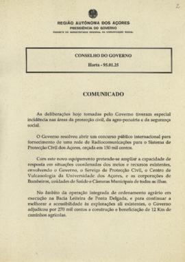 Comunicado do Conselho do Governo de 25 de janeiro de 1995