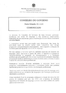 Comunicado do Conselho do Governo de 3 de novembro de 1993