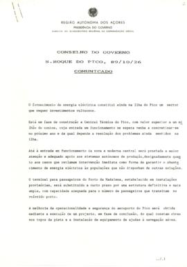Comunicado do Conselho do Governo de 26 de outubro de 1989