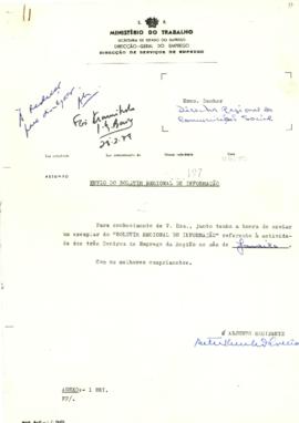 Ofício de envio do "Boletim Regional de Informação" - janeiro 1978