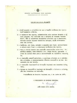 Despacho n.º 24/77-Nomeação da comissão para o estudo da bandeira dos Açores