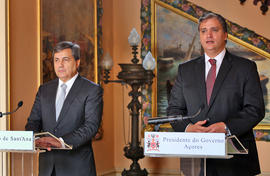 O presidente do Governo Regional e do Presidente da Federação Portuguesa de Futebol, em declaraçõ...