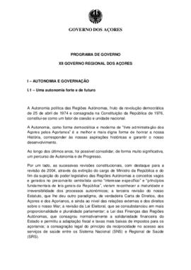Proposta de Programa do XII Governo Regional dos Açores