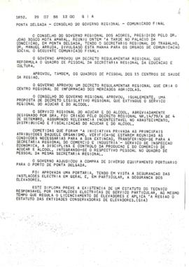 Comunicado do Conselho do Governo de 28 de julho de 1988