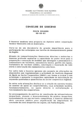 Comunicado do Conselho do Governo de 1 de agosto de 1990