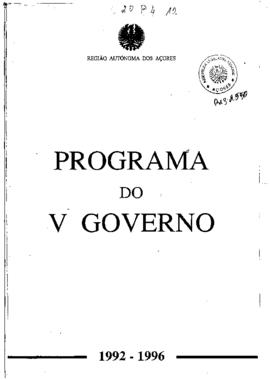 Programa do V Governo Regional dos Açores