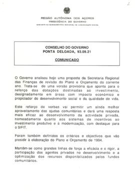 Comunicado do Conselho do Governo de 21 de setembro de 1993