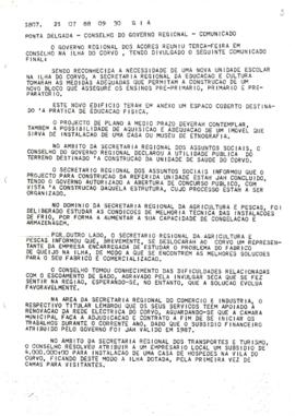 Comunicado do Conselho do Governo de 19 de julho de 1988