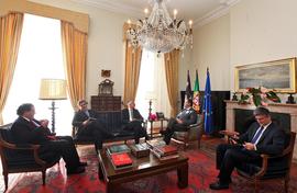 O líder do PSD/Açores Duarte Freitas, e o parlamentar Luís Maurício, em reunião com o presidente ...