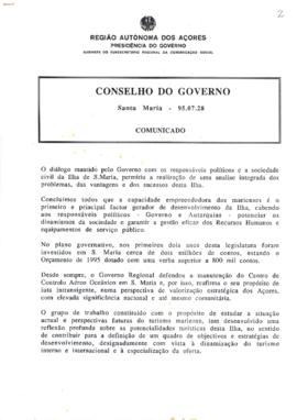 Comunicado do Conselho do Governo de 28 de julho de 1995