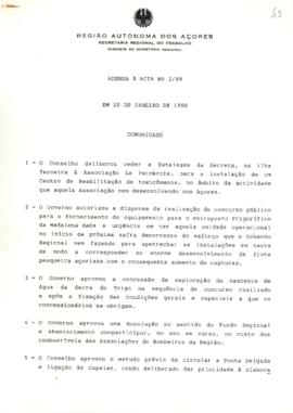 Comunicado do Conselho do Governo de 20 de janeiro de 1988