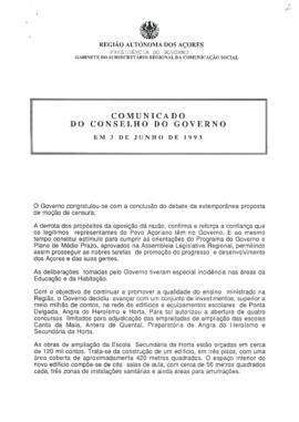 Comunicado do Conselho do Governo de 3 de junho de 1993