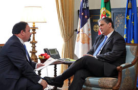 O líder do Partido Popular Monárquico dos Açores, Paulo Estêvão, em audiência, com o Presidente d...